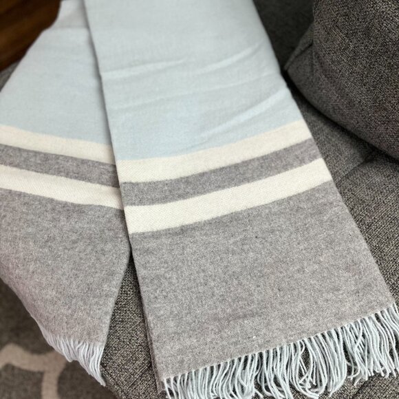 Alicia Adams Alpaca Wool Luxury Canyon Throw in Light Blue/Light Grey/Ivory - Picture 6 of 9